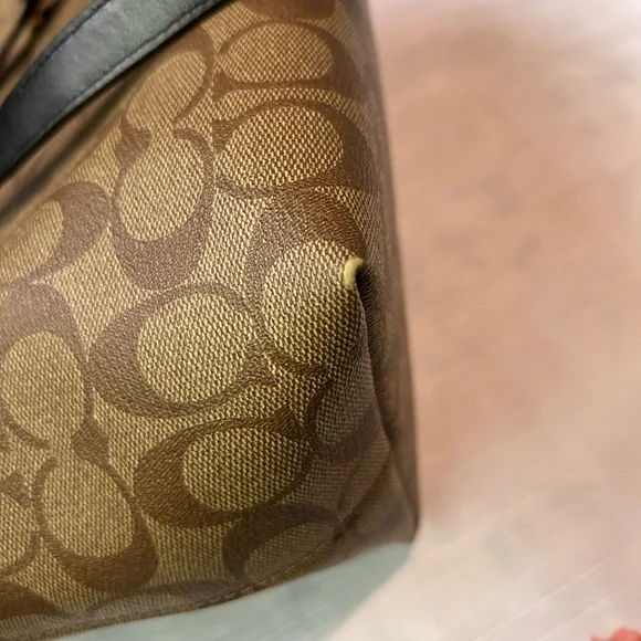 Coach Tan and Black Signature Tote - Picture 3 of 5